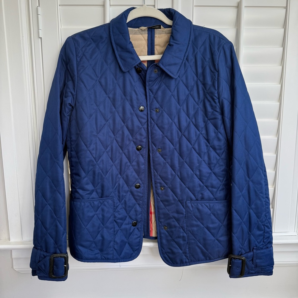 Classic Burberry Diamond Quilted Jacket In Blue